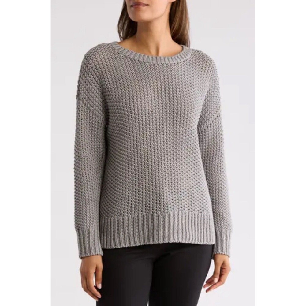 EILEEN FISHER New Box-Top Sweater XS/TP Moon Organic Cotton ITALIAN Yarn QLY
